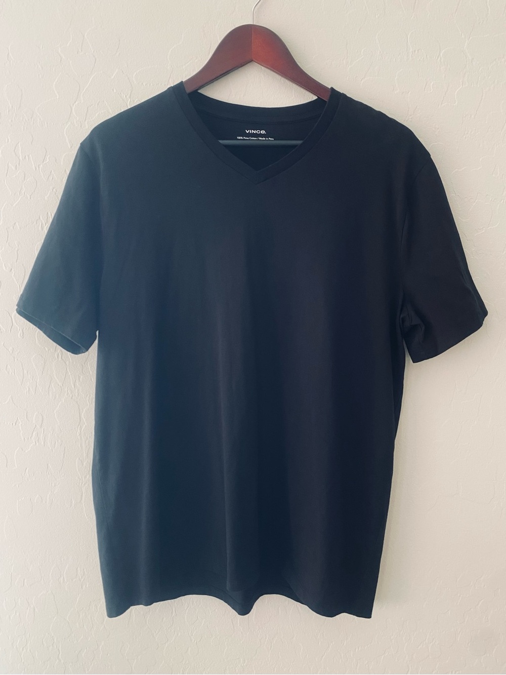 Vince Black 100% Pima Cotton V-Neck Short Sleeve T-Shirt Size Large L